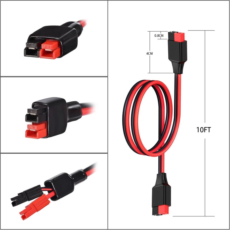 ELFCULB 10AWG 10FT Anderson Extension Cable 2 6 10 20 35 50FT Solar Extension Cable Anderson Connector for Portable Power Station Solar Generator Solar Panel (10FT) - Image 5
